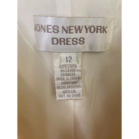 Jones New York Womens Red & White Floral Midi Dress Linen 12 Sleeveless V-Neck - Picture 3 of 7